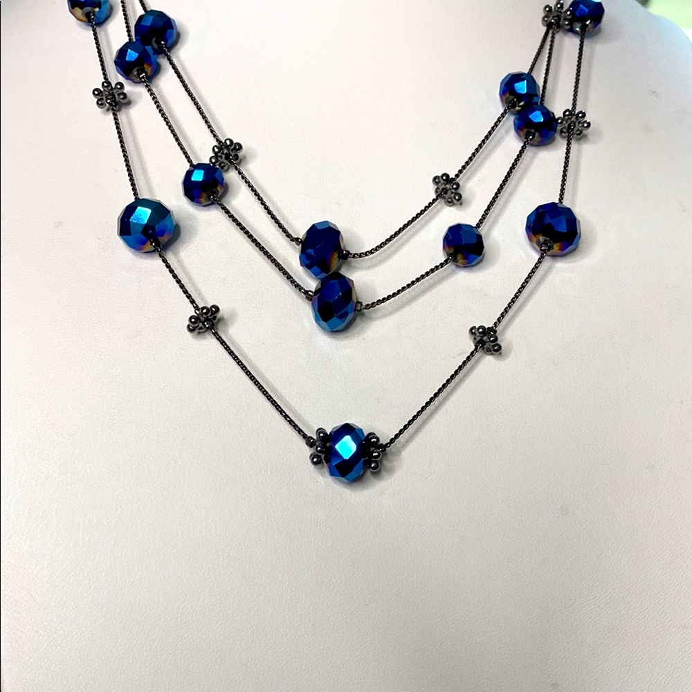 5 for $15 Blue crystal glass Beaded Necklace